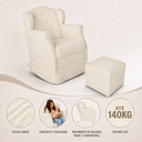 Ver imagem 2 de Poltrona Amamentação Cadeira Reforçada Balanço Puff Suede:Bege