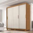 Ver imagem 1 de Guarda Roupa Casal Confort 3 Portas de Correr 4 Gavetas Marrom/Cinamomo/Areia
