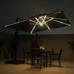 Ombrelone Guarda Sol Gold Led Alumínio Marrom Café 2,5 X 2,5 C/ Base em 100 L - 3