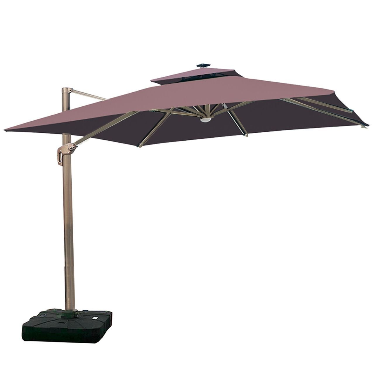 Ombrelone Guarda Sol Gold Led Alumínio Marrom Café 2,5 X 2,5 C/ Base em 100 L - 14