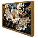 Ver imagem 1 de Quadro Decorativo Floral Luxo Flores Tons de Ouro e Azul em Moldura Caixa Tacolado Moldura Caixa 3cm