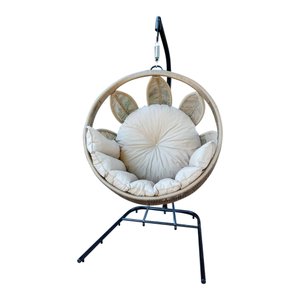 Balanço Folha Suspenso Trama em Corda Náutica Assento Almofadado Impermeável - Rami