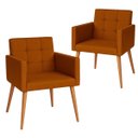 Ver imagem 1 de Kit 2 Cadeiras para Mesa de Jantar Estofada Cozinha Decor Resistente Confortável