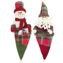Ver imagem 1 de Kit 10 Enfeites Árvore Natal Papai Noel e Boneco Neve Saco Natalino Xadrez