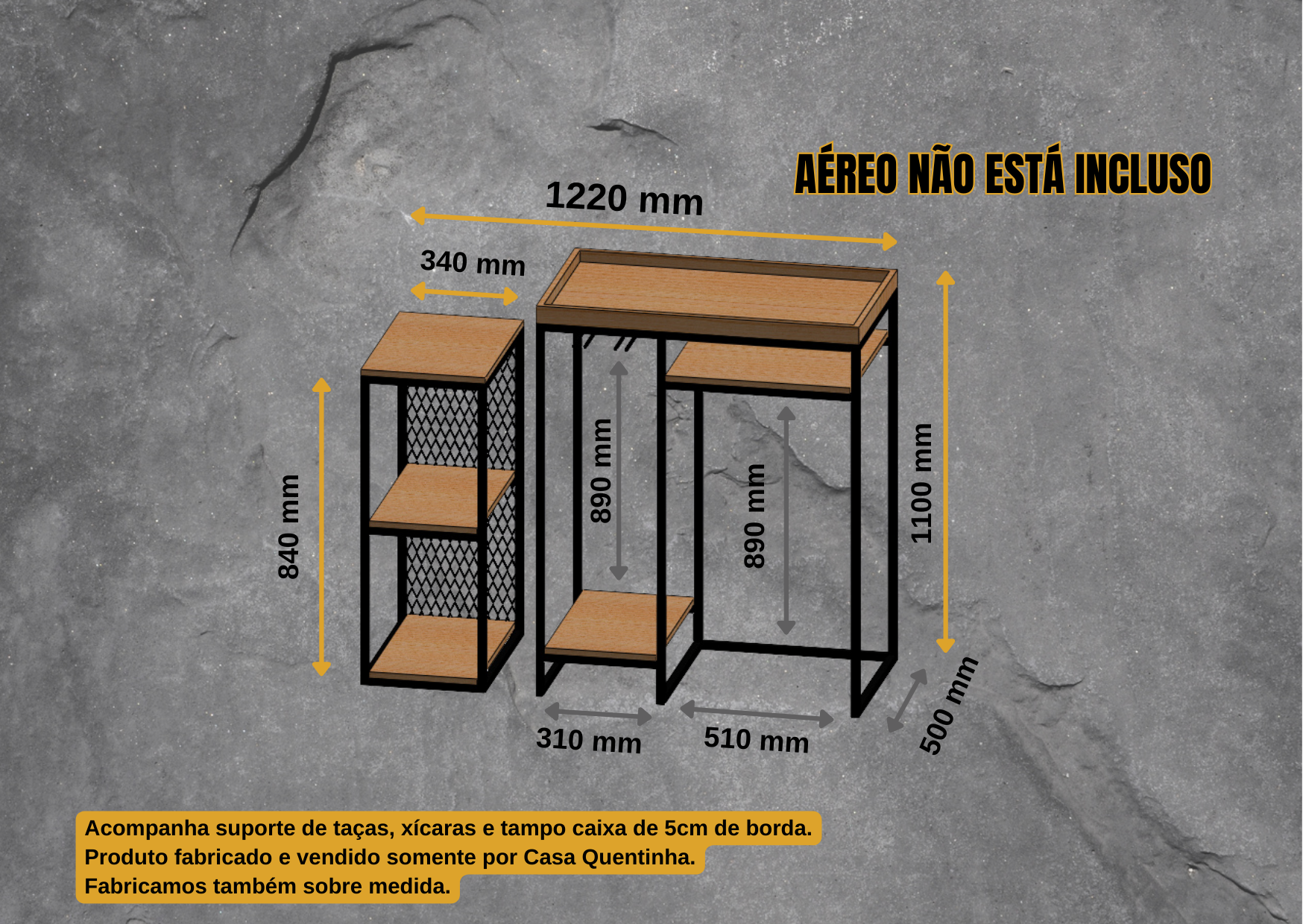 Aparador Cervejeira Adega Ferro Estilo Industrial com Apoio Café Mdf - 3