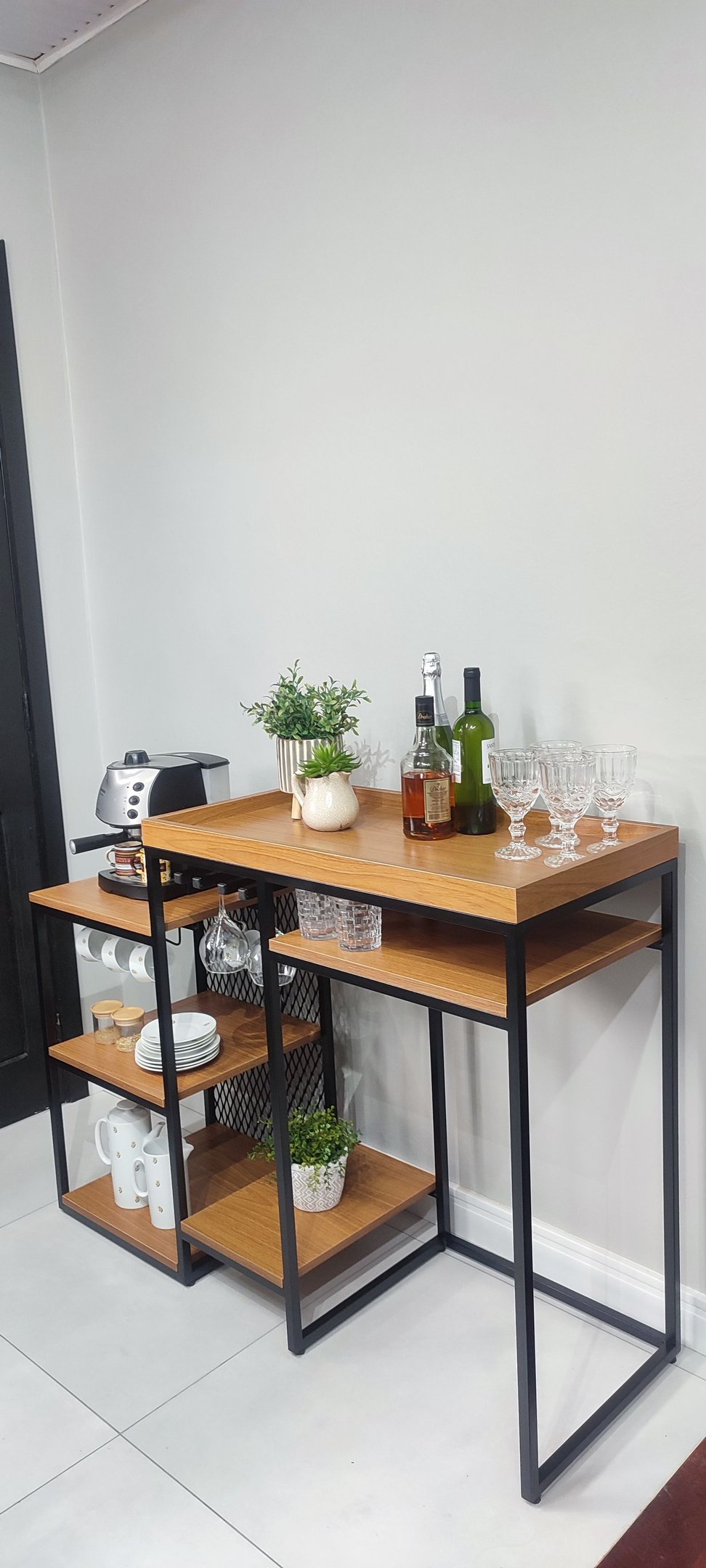 Aparador Cervejeira Adega Ferro Estilo Industrial com Apoio Café Mdf - 4