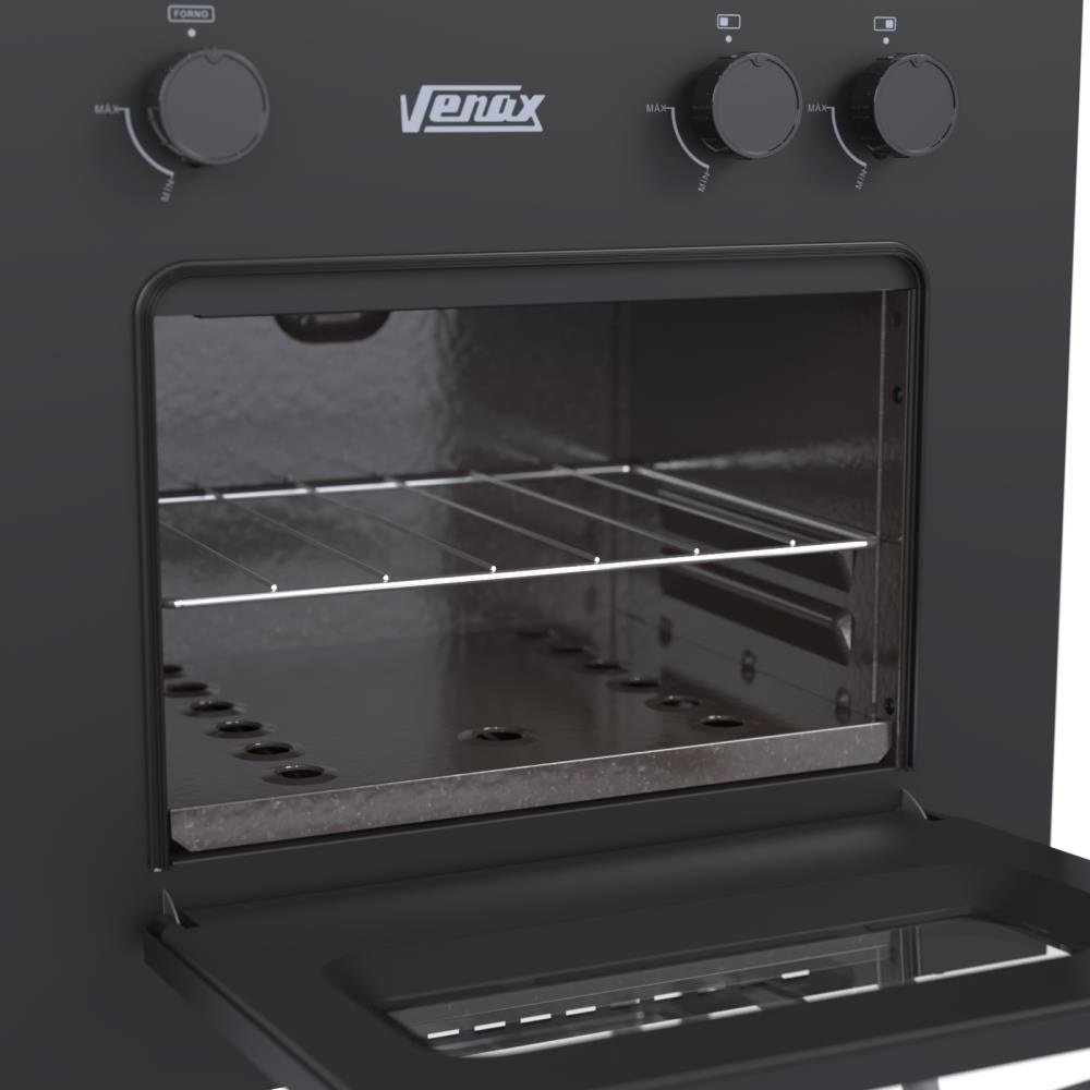 FOGAO 2 BOCAS VENAX MINI COOK PRETO FOSCO GAS GLP - 4