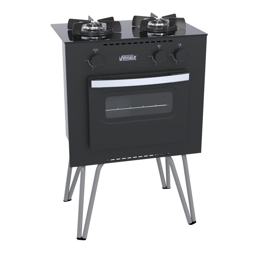 FOGAO 2 BOCAS VENAX MINI COOK PRETO FOSCO GAS GLP - 2