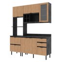 Ver imagem 2 de Cozinha Compacta Begônia 180cm 6 Portas 4 Gavetas Mármore Lunar/freijó Cz1203 Cor: Mármore Lunar/fre