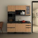 Ver imagem 1 de Cozinha Compacta Begônia 180cm 6 Portas 4 Gavetas Mármore Lunar/freijó Cz1203 Cor: Mármore Lunar/fre