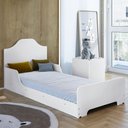 Ver imagem 1 de Cama Montessoriana Infantil Mdf Unissex com Proteção Lateral e Cabeceira Quarto Criança - Branco