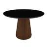 Mesa de Jantar Santos Redonda 120Cm Amêndoa Tampo de Vidro Preto - 1