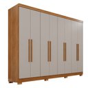 Ver imagem 3 de Guarda-roupa Casal Pinheiro 8 Portas 4 Gavetas com Pés Cinamomo/off White - Pnr Móveis