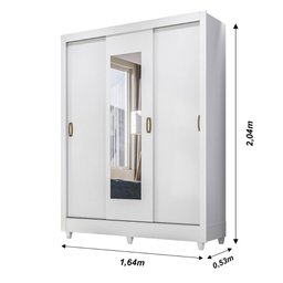 Guarda Roupa Casal 3 portas deslizante com espelho Branco Bolivia - Moval - 2 Guarda Roupa Casal 3 portas deslizante com espelho Branco Bolivia - Moval - 2