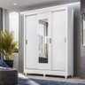 Guarda Roupa Casal 3 portas deslizante com espelho Branco Bolivia - Moval - 1