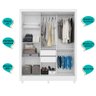 Guarda Roupa Casal 3 portas deslizante com espelho Branco Bolivia - Moval - 4