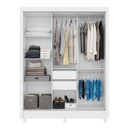 Guarda Roupa Casal 3 portas deslizante com espelho Branco Bolivia - Moval - 6 Guarda Roupa Casal 3 portas deslizante com espelho Branco Bolivia - Moval - 6