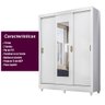 Guarda Roupa Casal 3 portas deslizante com espelho Branco Bolivia - Moval - 5