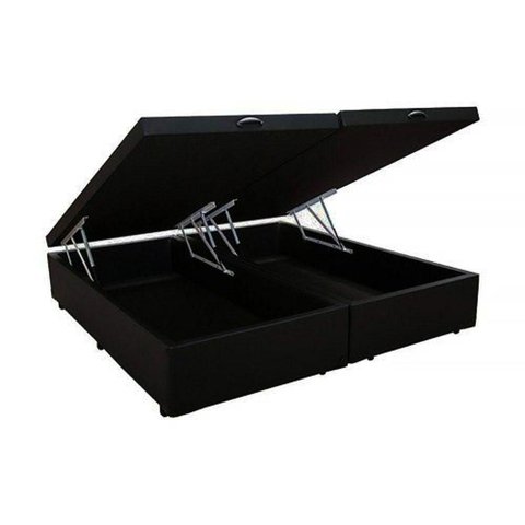 Cama Box com Baú Queen Homequeen Blindado Baú Pneumático Suede Preto Homequeen