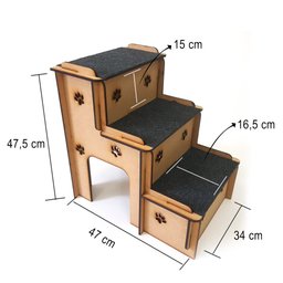 Escada Pet em Mdf 6mm Cachorros e Gatos com Carpete Antiderrapante - 2