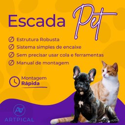 Escada Pet em Mdf 6mm Cachorros e Gatos com Carpete Antiderrapante - 6