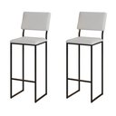 Ver imagem 1 de Kit 2 Banquetas com Encosto Industrial e Moderna Nina Preto e Corino Branco