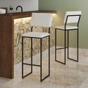 Ver imagem 2 de Kit 2 Banquetas com Encosto Industrial e Moderna Nina Preto e Corino Branco