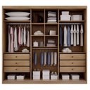 Ver imagem 3 de Guarda Roupa Casal Ambiente Palazzo 3 Portas 6 Gavetas Cumaru 25 Fendi com Espelho – Novo