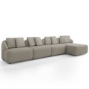 Ver imagem 1 de Sofá 5 Lugares com Chaise Direito Sala Living 328cm Arlo F04 Linho Bege Escuro Tc-10055 - Lyam Decor
