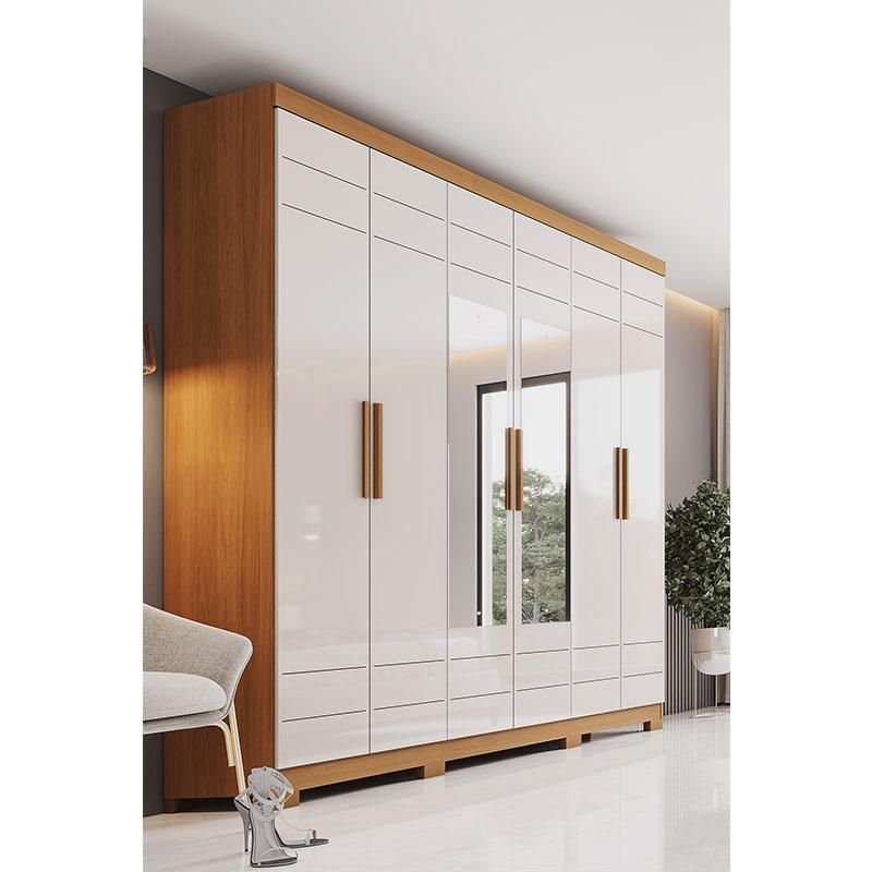 Guarda Roupa Casal 6 Portas com 2 Espelhos 2 Gavetas Flora D215