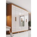 Ver imagem 5 de Guarda Roupa Casal 6 Portas com 2 Espelhos 2 Gavetas Flora D215 Cinamomo Off White - Henn
