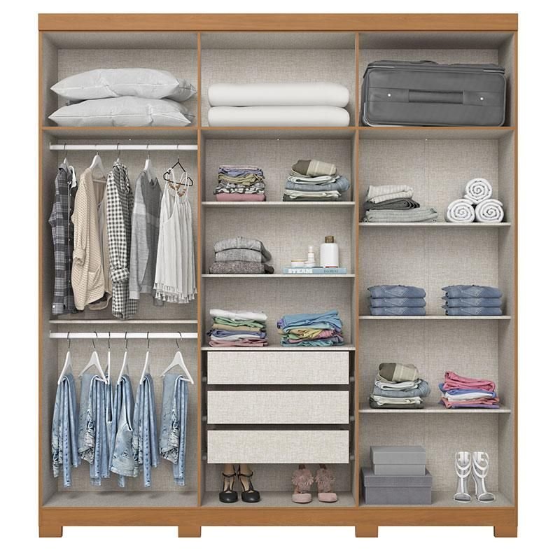 Guarda Roupa Casal 6 Portas com 2 Espelhos 2 Gavetas Flora D215