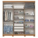 Ver imagem 2 de Guarda Roupa Casal 6 Portas com 2 Espelhos 2 Gavetas Flora D215 Cinamomo Off White - Henn