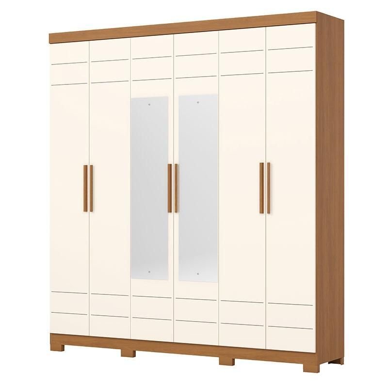 Guarda Roupa Casal 6 Portas com 2 Espelhos 2 Gavetas Flora D215