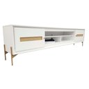 Ver imagem 1 de Rack Sala Tv até 75 Polegadas Paraty 220 Cm Laca Pés Metal Palhinha Branco