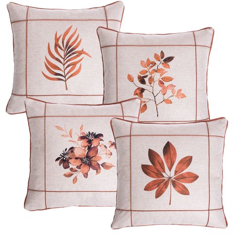 Kit 4 Capas Almofadas Linho Luxo Terracota 45x45cm