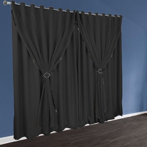 cortina pé direito blackout c/voal 5,00 x 4,30 Berlim preto