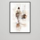 Ver imagem 3 de Quadro Decorativo Exclusivo Jesus sobre Águas Sala Quarto Casa Escritório