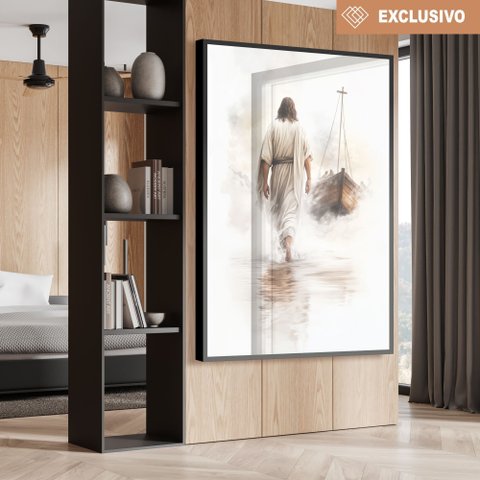 Quadro Decorativo Exclusivo Jesus sobre Águas Sala Quarto Casa Escritório