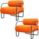 Ver imagem 1 de Kit 2 Poltronas para Sala e Escritório Base de Metal Mansk Linho Terracota