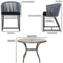 Ver imagem 2 de Mesa com 4 Cadeiras de Jantar Roma 100cm e Noronha em Aluminío Marrom Corda Nautica Estofado 12 Tram