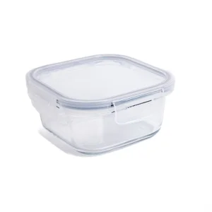 Pote de Vidro 550ml Hermético Marmita com Tampa de Plástico Quadrado - Oikos