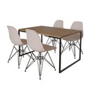Ver imagem 6 de Mesa Industrial Base Ferro Preto 137x90 Tampo Amêndoa 4 Cadeiras Eiffel Ferro Preto Assento Branco