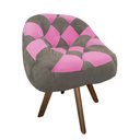 Ver imagem 2 de Poltrona Paloma Escritório Sala Giratória Madeira Suede Cappuccino e Suede Pink - Dominic Decor