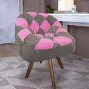 Ver imagem 1 de Poltrona Paloma Escritório Sala Giratória Madeira Suede Cappuccino e Suede Pink - Dominic Decor