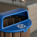 Ver imagem 3 de Lixeira Madeira Plástica Ecológica 67l para Jardim e Parques - Azul