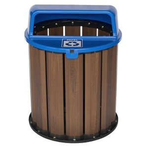 Lixeira Madeira Plástica Ecológica 67l para Jardim e Parques - Azul