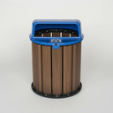 Ver imagem 2 de Lixeira Madeira Plástica Ecológica 67l para Jardim e Parques - Azul