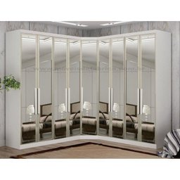Modulado Closet Completo Espelhado 9 Portas 6 Gavetas - Rizon-Branco - Móveis Novo Horizonte - 1
