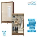 Ver imagem 3 de Guarda Roupa Solterio 2 Portas de Correr com Espelho e Pés Fit Jequitibá Off White - Santos Andirá